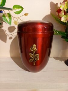 crémation - urne funéraire métal rose